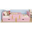 Lit plateforme simple avec tiroirs de rangement, structure en bois massif, garde-corps, petite tablette et crochets, aucun sommier nécessaire, rose-294677241-294677243