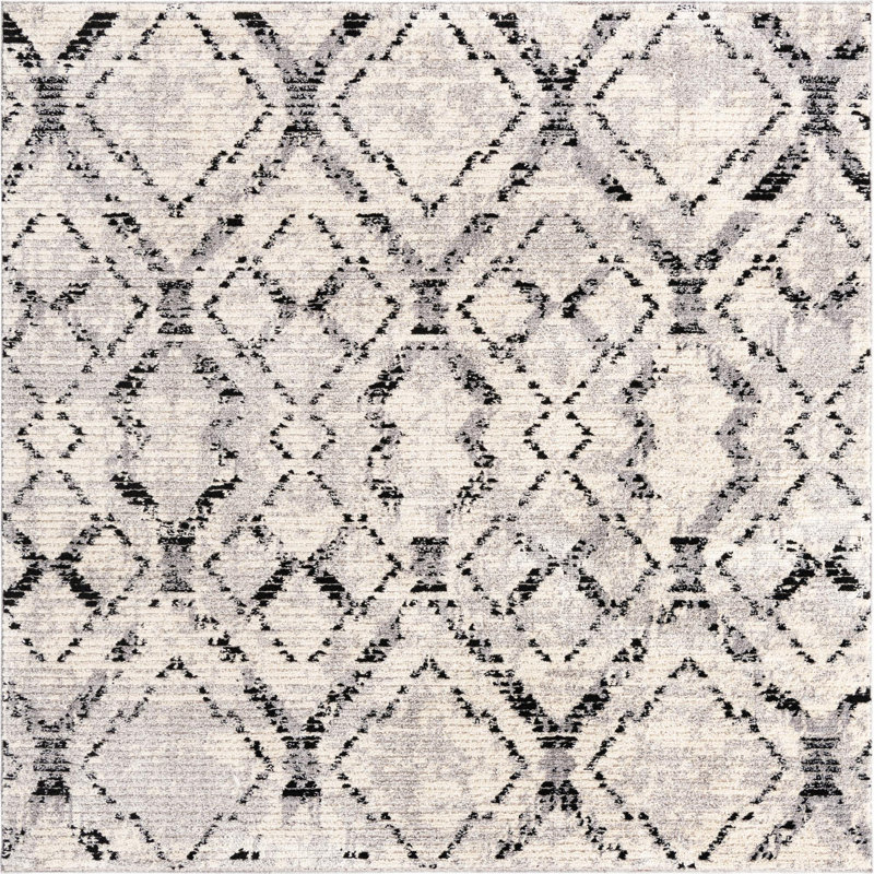 Tapis ivoire à motif géométrique Tucson, Carré 6 pi