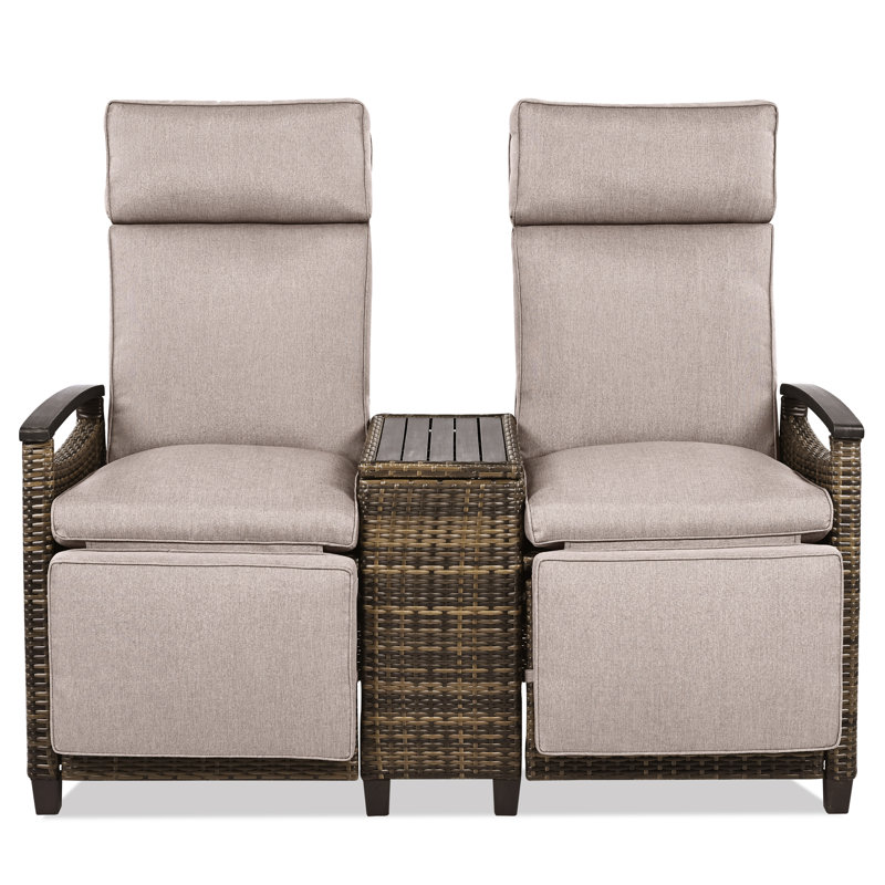 Causeuse inclinable avec table de rangement Hank, Brun, Brun