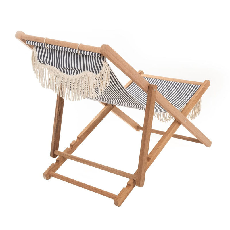 Chaise longue pliante avec coussin , Lauren's rayé bleu marine