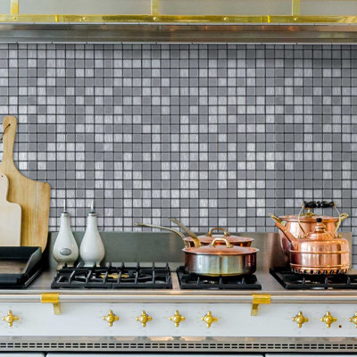 12 tuiles de dosseret à peler et coller, tuiles murales auto-adhésives en mosaïque d'aluminium 3D pour la cuisine (11,81 po x 3,93 po)