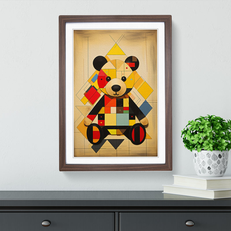 Teddy Bear Constructivism No.2 1 Piece Single Picture Frame Wall Art, 34cm H x 25cm W, Walnut Framed