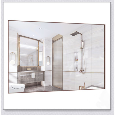 Miroir de salle de bain surdimensionné avec plateau amovible, suspension verticale / horizontale, cadre en aluminium, reflet du corps entier pour la chambre à coucher et le salon