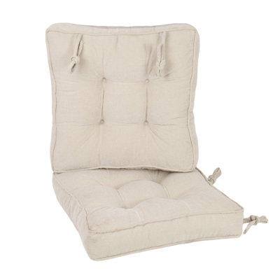 Chair Cushions (Set of 2) Tufted Dining Chair Cushions with Ties Kitchen Chair Cushions (3.5 in. Thick) for Dining Room, Cafeteria, Garden and Patio Chair Cushions (Beige, 19*19 in)