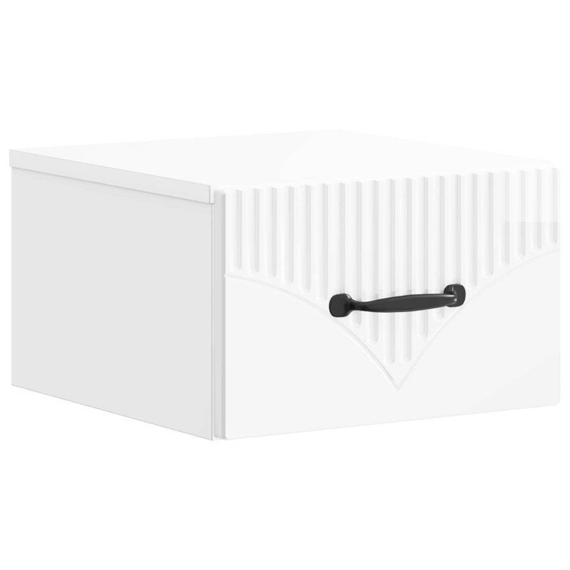 34.5cm W Manufactured Wood Bedside Table, High Gloss White