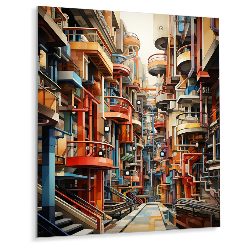 Constructivisme industriel Utopia Imaginaire - Constructivisme décoration murale en métal, H 20 po x l 12 po x P 1 po
