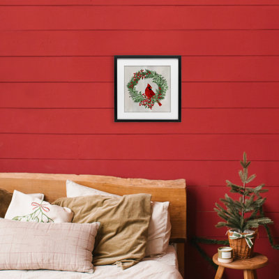 Motif de couronne festive perchée encadrée sous verre, design par Cat Thurman Designs