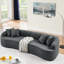 Moderne gris minimaliste incurvé en tissu de laine d'agneau, comprimé, sans assemblage, mousse à haute densité pour le confort modulaire de la chambre à coucher, laine, minimaliste, usage domestique-1004078976