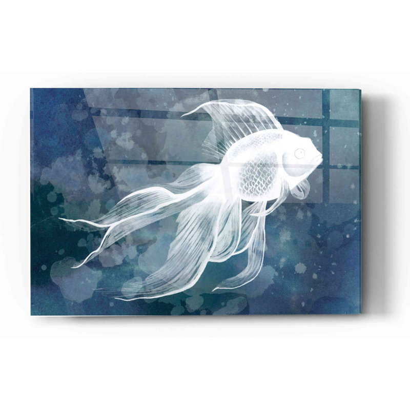 Indigo Fish II par Grace Popp - peinture sans cadre, H 12 po x l 16 po x P 0,12 po