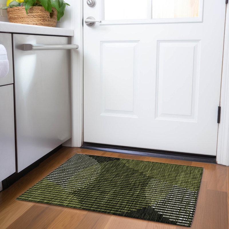 Premium Machine Washable Corum AMF1001 Circles Rug, Rectangle 1'8" x 2'6"