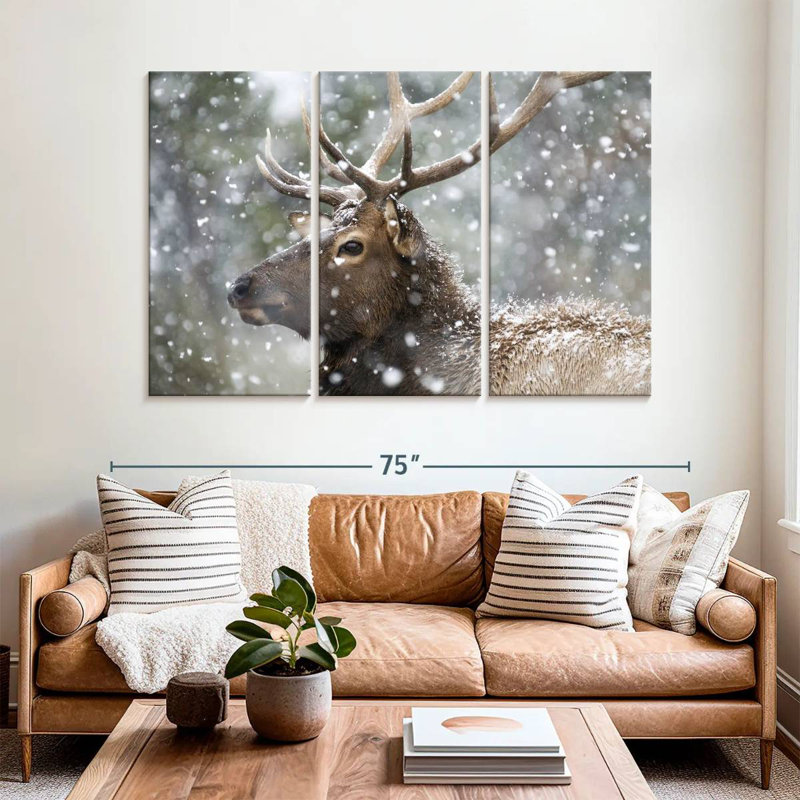 Brampt Winter Snow Elk, 42" H x 65" W