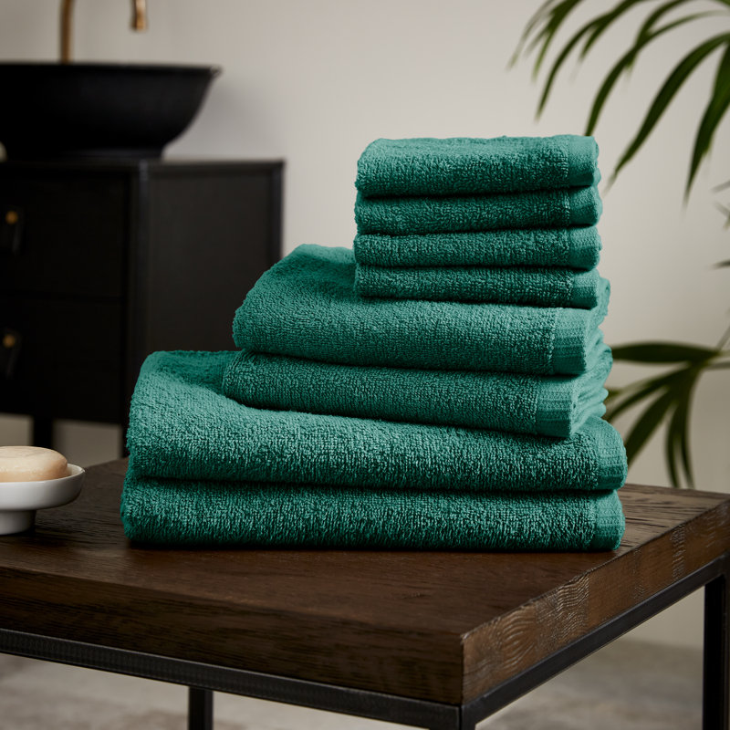Quick Dry Cotton 8 Piece Towel Set, Forest Green