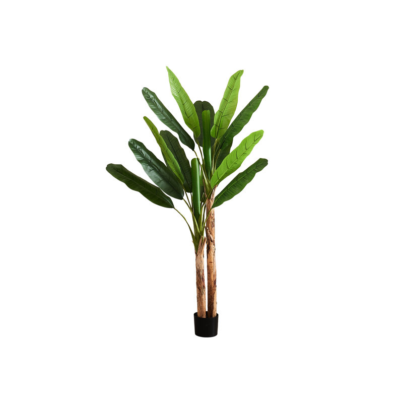 Bananier artificiel de 83 po avec 16 grandes feuilles panachées pour la décoration de plancher d'intérieur en grandes feuilles artificielles de classe, convient