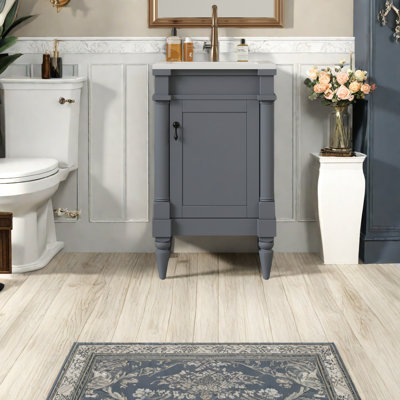 Meuble-lavabo moderne de 18 pouces avec lavabo, meuble de rangement moderne avec porte et meuble de salle de bain autoportant pour petits espaces