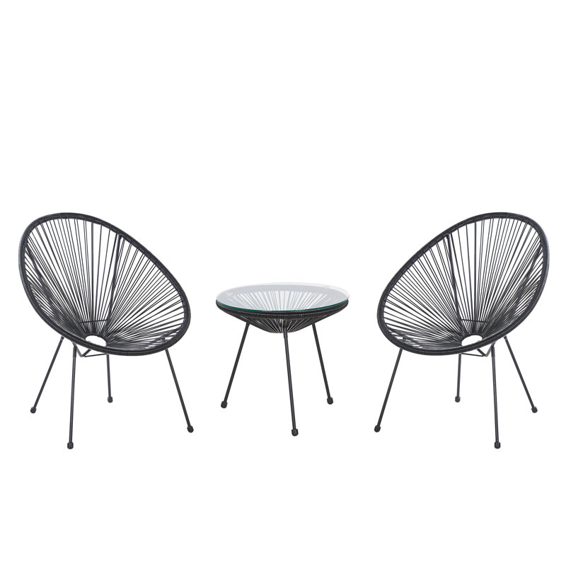Broseley 2 Seater Bistro Set, Black