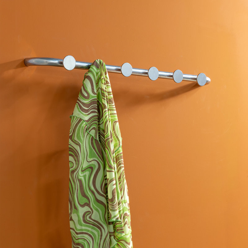 Retro Steel Wall 6 - Hook Coat Rack, Silver