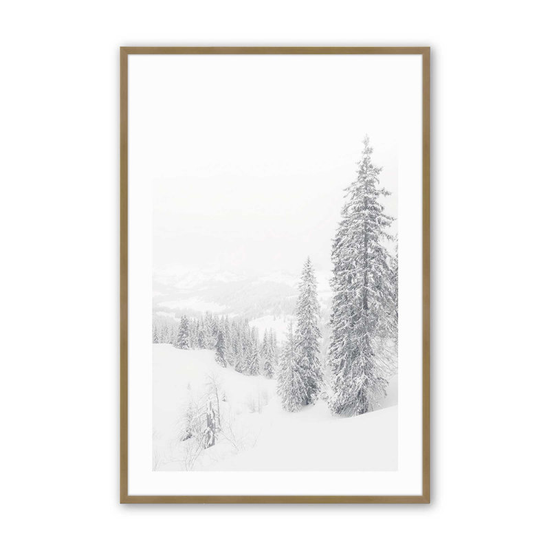 «Winter's Embrace», dans un cadre, Cadre doré brossé, H 25,25 po x l 19,25 po x P 1,25 po