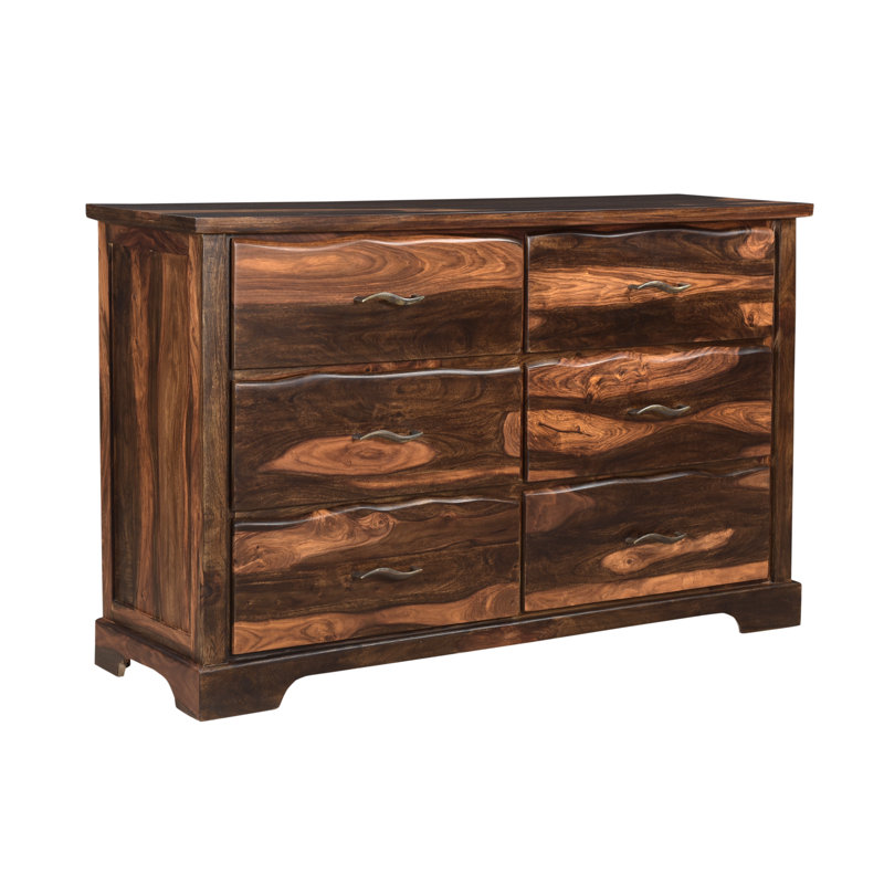 Chaliyah Solid Wood 60'' W 6 - Drawer Dresser, Walnut