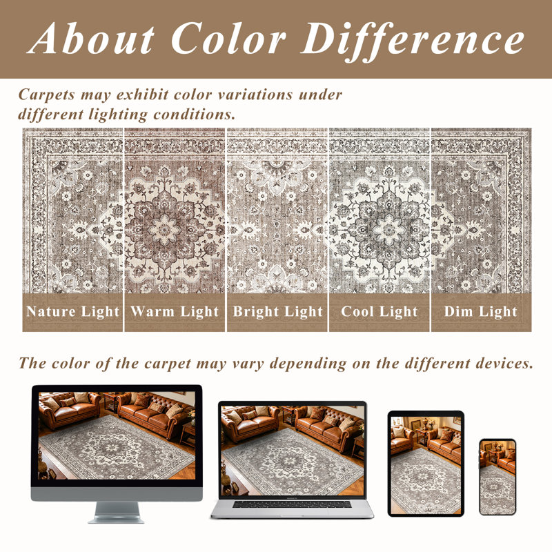 Washable Oriental Hallway Runner Rug - Rugs for Living Room Soft Carpet for Bedroom Kitchen Waterproof Floral Distressed Indoor Stain Resistant Non-Shedding Floor Carpets