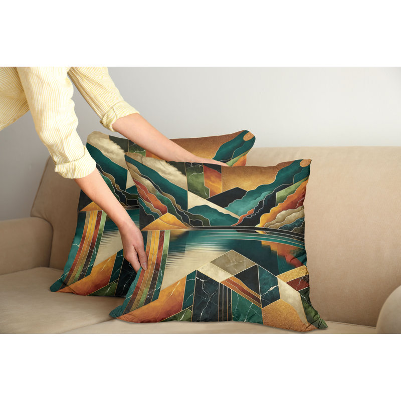 sd1072_Ambesonne Housse de coussin Mid-Century moderne 2Pack Lake Mountains, H 24 po x l 24 po
