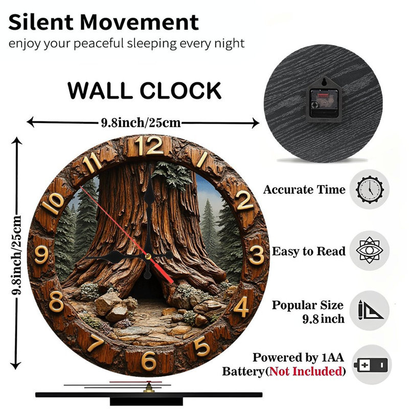 Horloge murale séquoia en bois