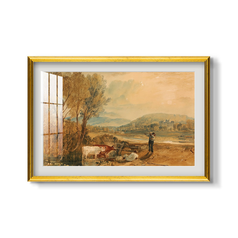 Château de Lulworth, Dorset, vers 1820 - J.M.W. Turner - Estampe encadrée sur mesure, 16x22 INNER SIZE, Framed Print with Mat