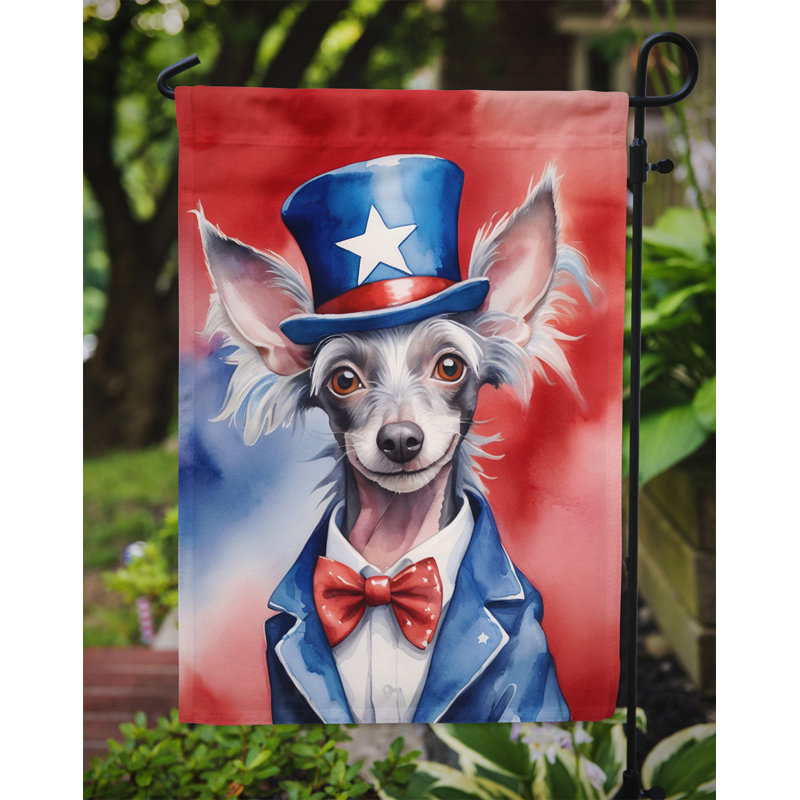 Patriotic American Garden Flag, Chinese Crested