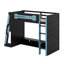 Lit mezzanine simple en bois avec bureau, tablettes multiples et lumière RVB-80542079