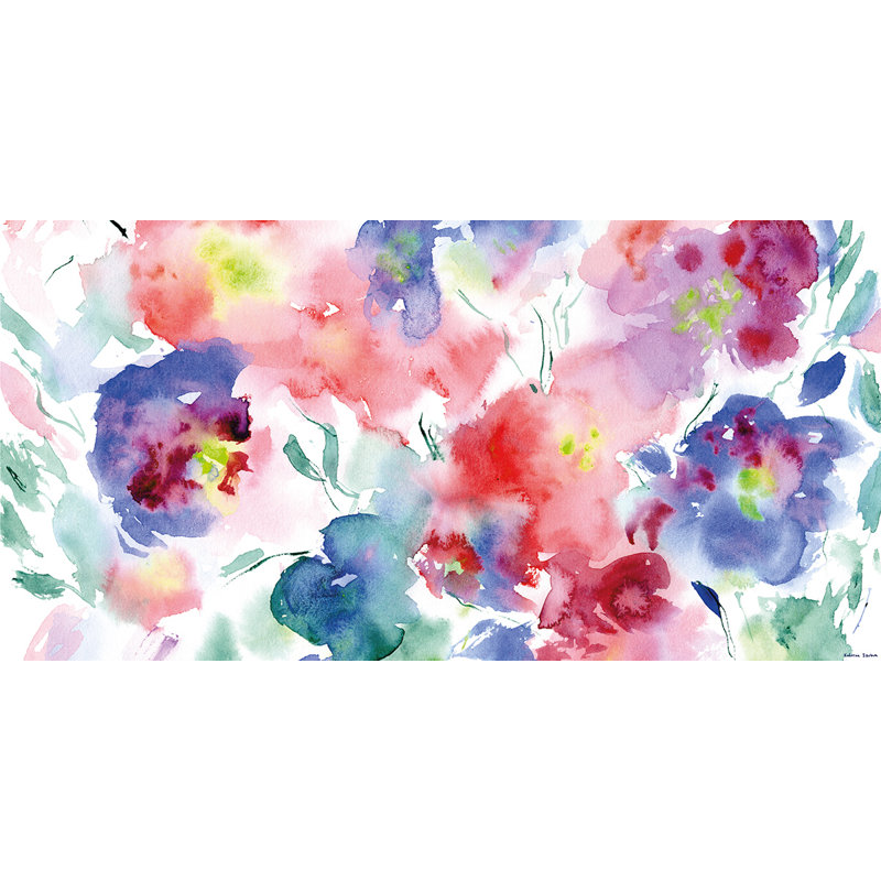 Blooming bouquet Floral Vinyl Area Mat in Pink, Runner 2' x 8'
