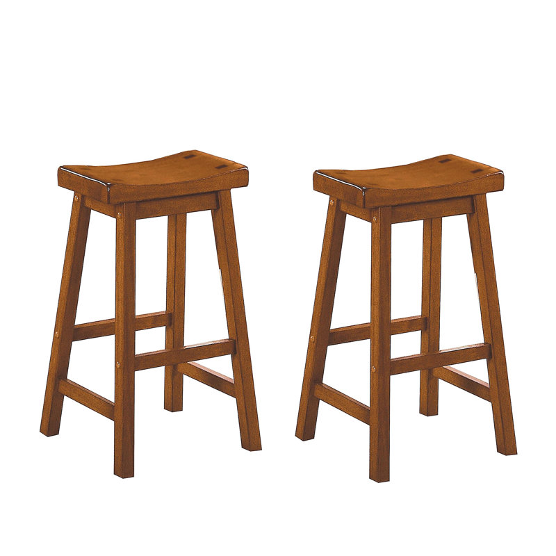 Ensemble de tabourets de bar de salle à manger de 29 pouces avec repose-pieds 2 pièces, meubles en vernis de chêne massif