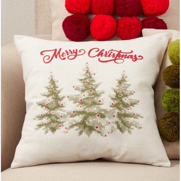 Reba Merry Christmas Pillow The Holiday Aisle Color: Dark Green, Product Type: Throw Pillow