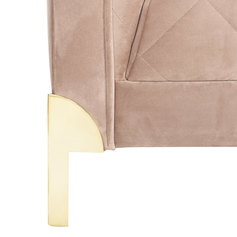 Luanna 87'' Light Grey Quilted Upholstered Sofa with Gold Legs