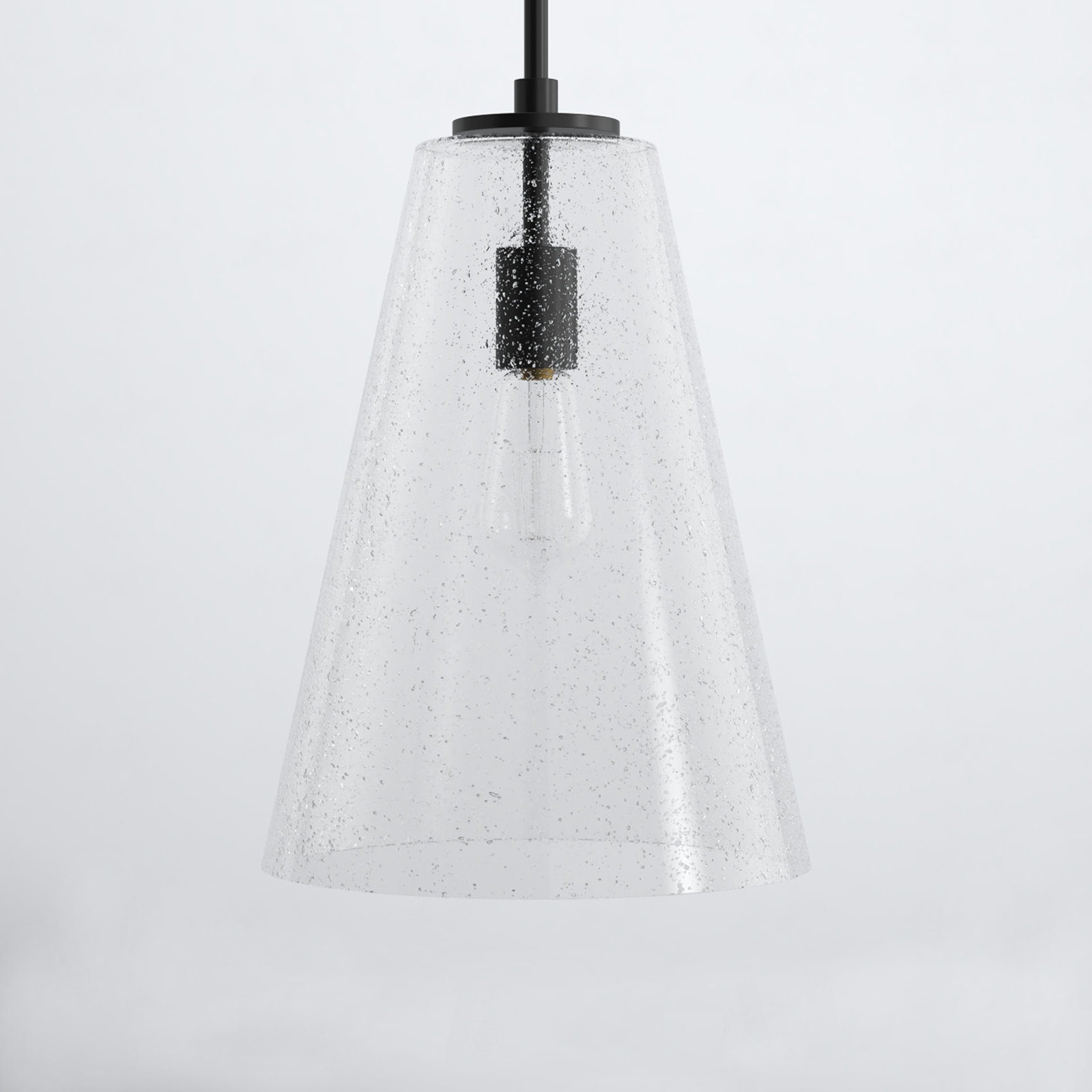 Evanne Single Light Glass Dimmable Pendant, Satin Black