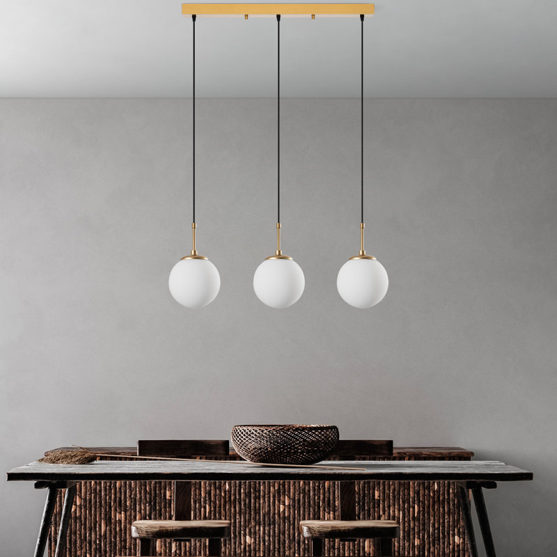 Élégant lustre doré, hauteur réglable de 40 à 47,2 pouces | Corps en métal, 3 douilles E27, 40 W maximum | Plaque de base 30,7 po x 2,4 po x 1,6 po | Parfait pour la salle à manger et les espaces de vie | Luminaire élégant et fonctionnel