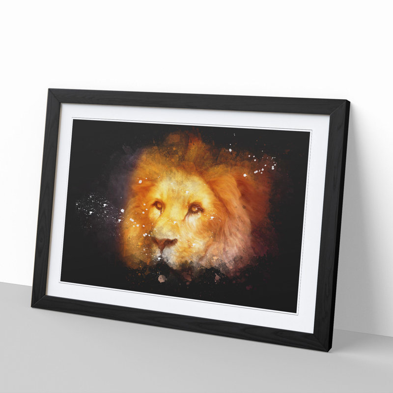 Lion Vol.4 - Picture Frame Graphic Art, 27cm H x 36cm W x 2cm D, Black Framed