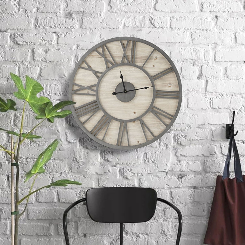 Horloge murale Shaylynne, Naturel / gris