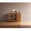 Buffet moderne en bois massif 47 po avec portes en verre nervuré - Armoire de rangement élégante et fonctionnelle