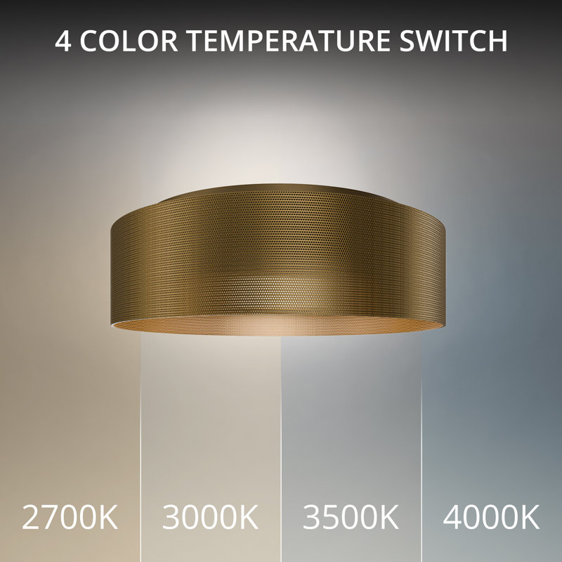 Grille 18" Dimmable LED Flush Mount With Built In Color Temperature Adjustability Switch From 2700K/3000K/3500K/4000K, 12"