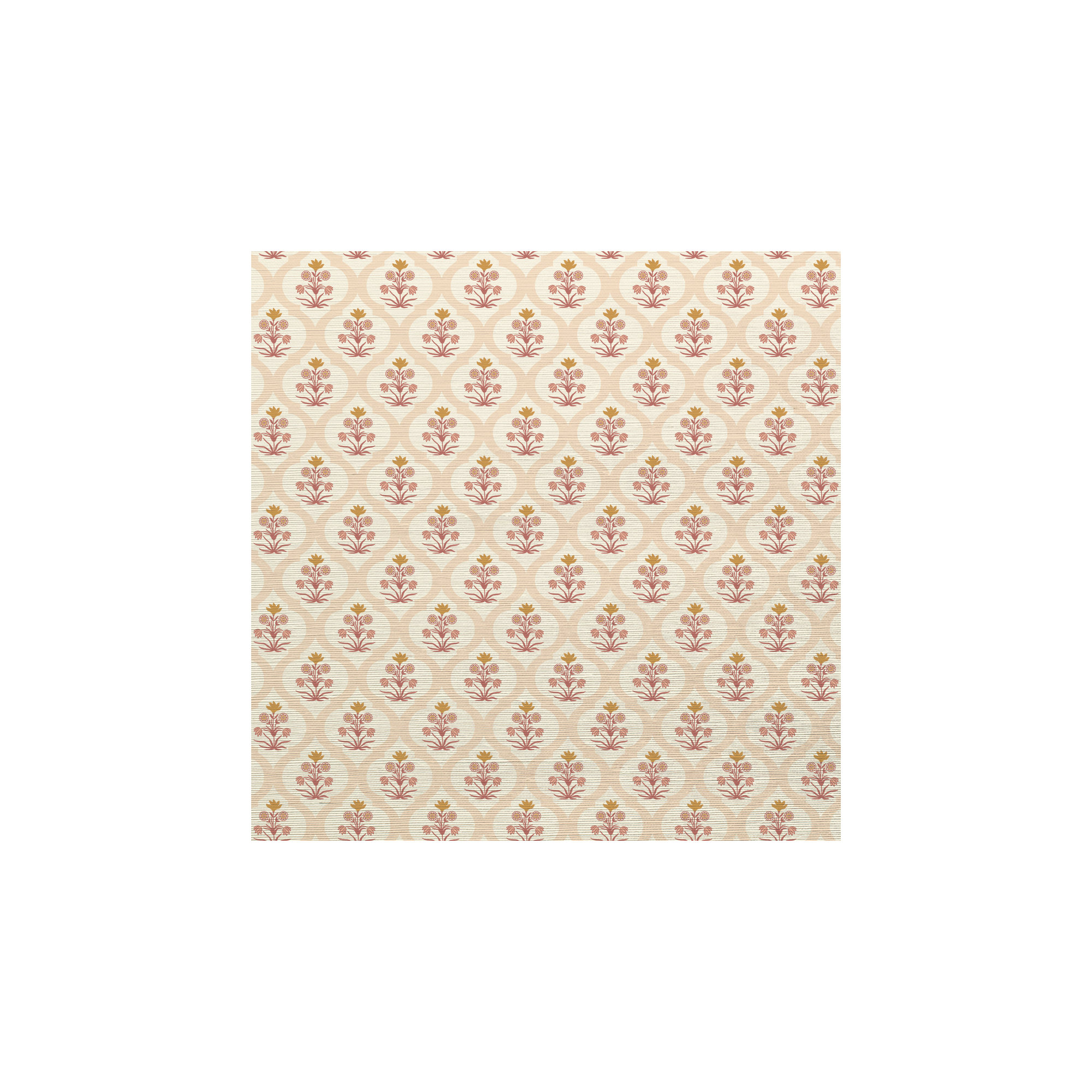 Ogee Garden Printed Authentic Grasscloth Wallpaper, Beige