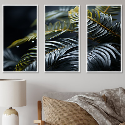 Fougères fougères en vert - ensemble d'art sur toile plantes