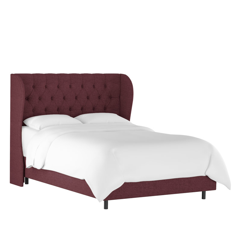 Tomey Upholstered Wingback Bed, California King, Classic Berry Velvet