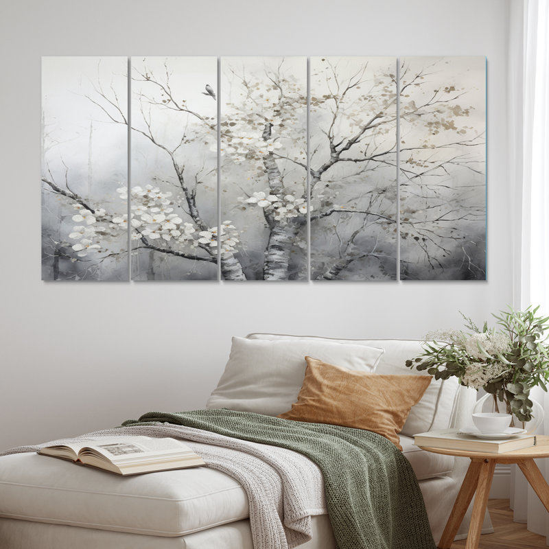 Arbre gris gris rêverie 5 pièces
