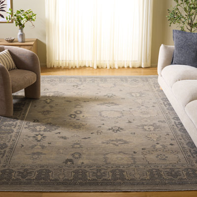 Tapis oriental gris en laine / coton noué à la main Oushak