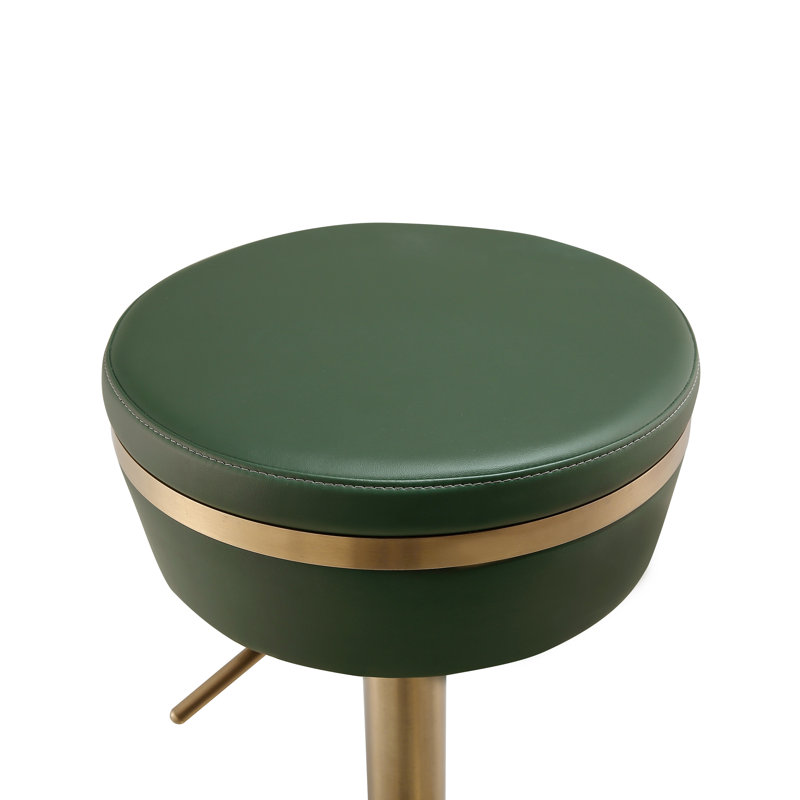 Swivel Upholstered Adjustable Height Counter Stool, Green Leather