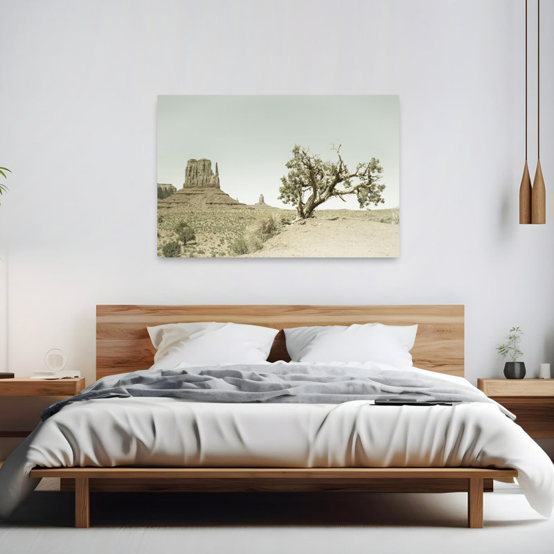 «Monument Valley Desert Tree», impression rétro sur un paysage montagnard rétro, 40" H x 60" W