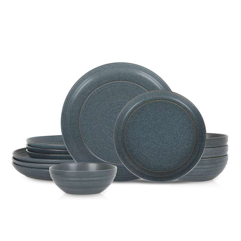 Stone Lain Elio 12-Piece Dinnerware Set Stoneware, Blue