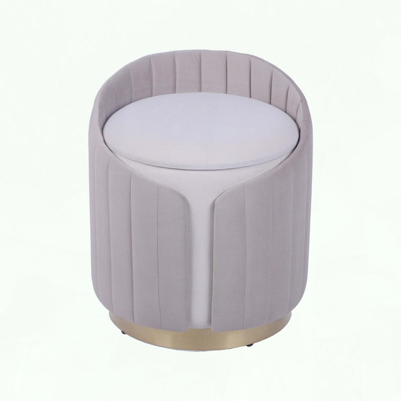Tabouret de coiffeuse en velours avec design capitonné et rangement caché