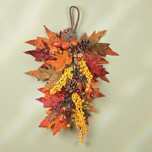Fall Decor - Fall Decorations For Home-2PCS Artificial Pumpkin Sunflower  And Maple Leaf Berry Pine Cone Bouquet For Thanksgiving Harvest Autumn