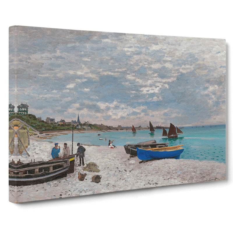 The Beach At Sainte-Adresse by Claude Monet - Wrapped Canvas Painting, 50cm H x 76cm W x 3cm D