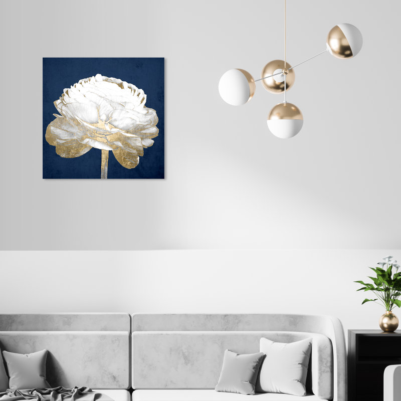Impression sur toile pour le salon, or blanc et luxe, H 30 po x l 30 po, Toile tendue, Sans cadre